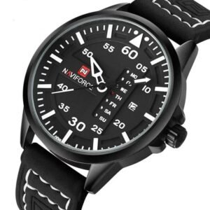 NAVIFORCE Waterproof Military Sport Quartz Men's Watches With Leather Strap White