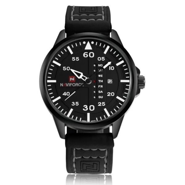 NAVIFORCE Waterproof Military Sport Quartz Men's Watches With Leather Strap White