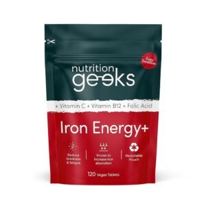 Iron Tablets High Strength - Energy Tablets with Vitamin C, B12 & Folic Acid - 120 Vegan Iron Supplements for Women and Men - 14mg - Enhanced Energy Support & Increased...