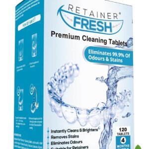 Retainer Cleaner Tablets - 120 Tablets 4 Month Retainer Fresh - Retainer Cleaning Tablets, Mouth Guard Cleaner, Denture Cleaner, Aligner Cleaner, Brite Retainer Tablets