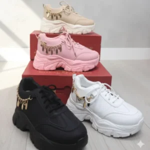Girls Side Chain Sneakers Ladies High Sole Fashion Shoes