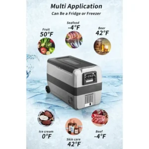 Alpicool Portable 9.8L, 15L, 20L, 25L, 30L, 36L, 45L, 50L, 60L, 12/24 volt Car Fridge for Camping, Road trips, Picnics, RV, Boat, Fridge Freezer for Driving, Travel, Fishing, Outdoor Compact Design