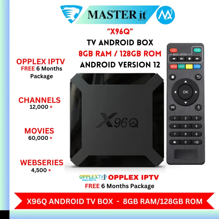 Android TV Box - X96Q 8GB RAM / 128GB ROM - Smart TV Box - Android 12 With 4K Resolution Free Opplex IPTV Package