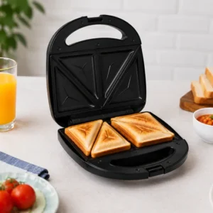 Enviro Sandwich Maker EI-SM108 | 650W, 2-Slice, Cool-Touch Handle, Non-Stick Plates, Power & Ready Indicators, Black