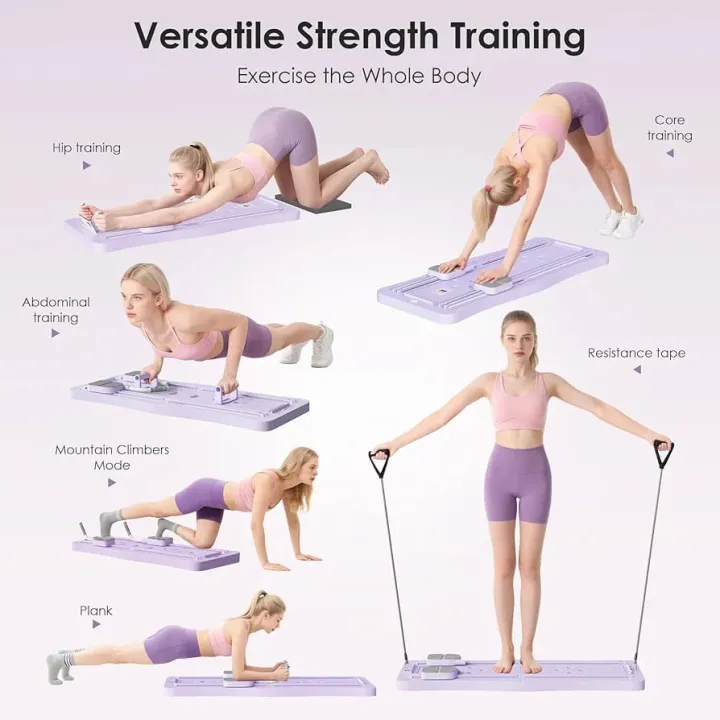Pilates Board – Multi Functional Pushup Board – Foldable Pilates Reformer Board for Home Workout | Multi-Functional Ab Exercise Board