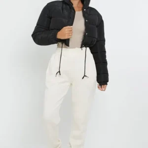 Padded Crop Puffer Jacket for Winter - Lightweight Quilted Design