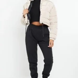 Padded Crop Puffer Jacket for Winter - Lightweight Quilted Design