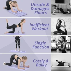 Pilates Board – Multi Functional Pushup Board – Foldable Pilates Reformer Board for Home Workout | Multi-Functional Ab Exercise Board