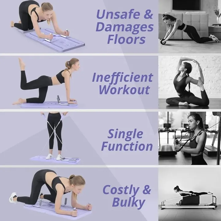 Pilates Board – Multi Functional Pushup Board – Foldable Pilates Reformer Board for Home Workout | Multi-Functional Ab Exercise Board