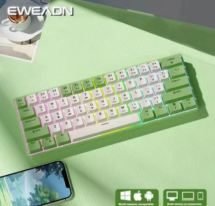 EWEADN G61 Wireless Rgb Keyboard Bluetooth/2.4G/USB Wired 60%