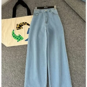 Women Light Blue Wide Leg Jeans | High Waist Loose Fit Denim Pants for Girls & Ladies