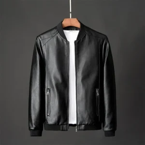 Men’s PU Leather Bomber Jacket