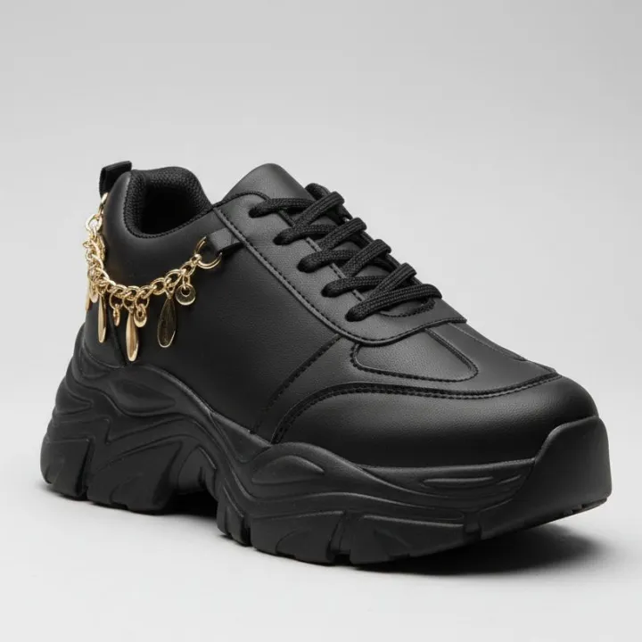 Girls Side Chain Sneakers Ladies High Sole Fashion Shoes