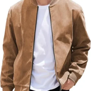 Men's Casual Varsity Jacket Vintage Lightweight Suede Bomber Jackets